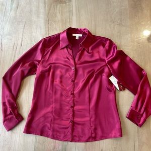 NWT JM Collection Silky V-neck Blouse